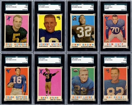 1959 Topps Football Complete Set of 176 Cards with 18 SGC Graded 